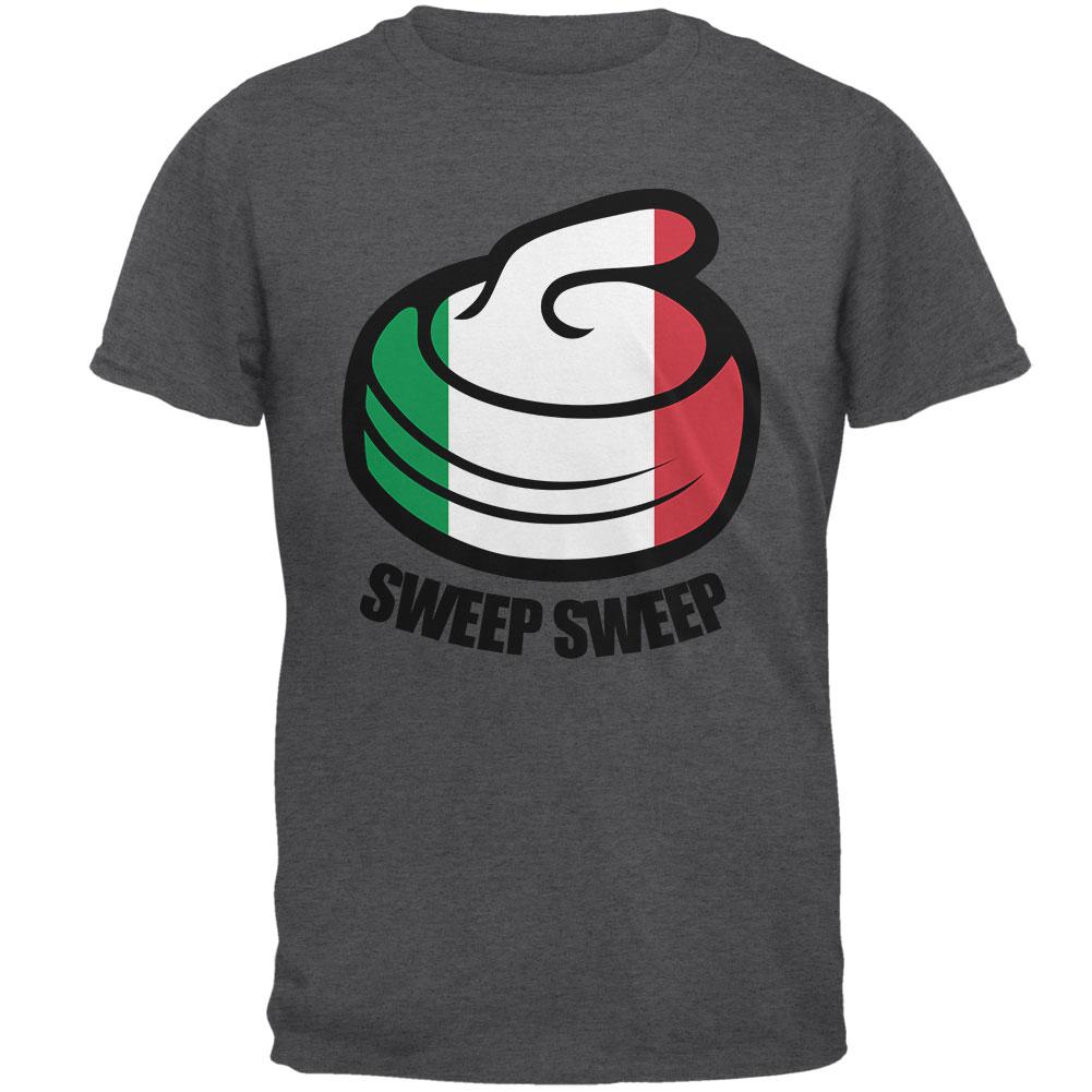 Winter Sports Flag Curling Sweep Sweep Italy Mens T Shirt Men's T-Shirts Old Glory 2XL Dark Heather 