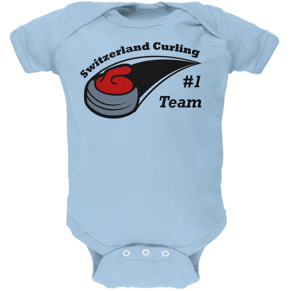 Winter Games Curling Team Switzerland Soft Baby One Piece Baby One Piece Old Glory 0-3M Light Blue 