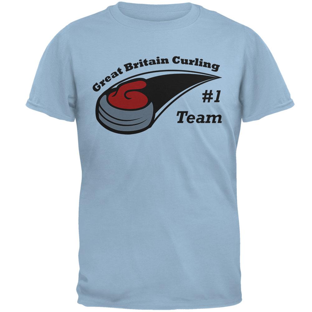 Winter Games Curling Team Great Britain Mens T Shirt Men's T-Shirts Old Glory 2XL Light Blue 