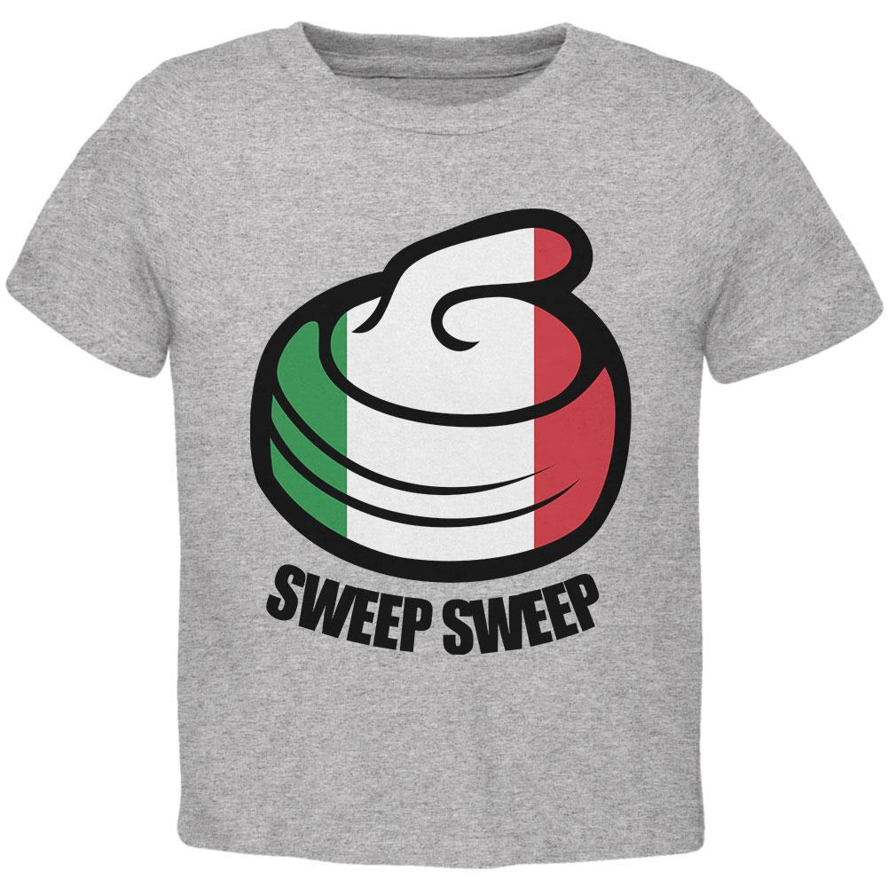 Winter Sports Flag Curling Sweep Sweep Italy Toddler T Shirt Toddler T-Shirts Old Glory 2T Heather 