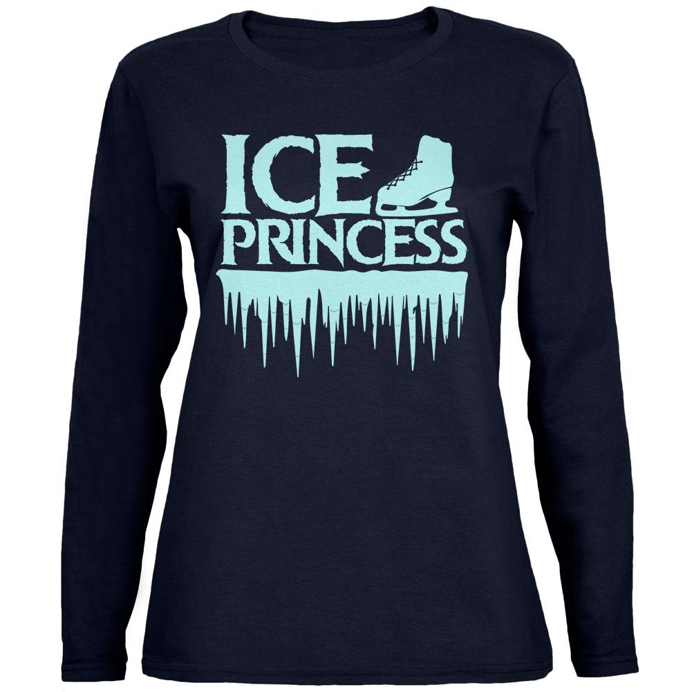 Ice Princess Figure Skating Womens Long Sleeve T Shirt Women's Long Sleeves Old Glory 2XL Navy 