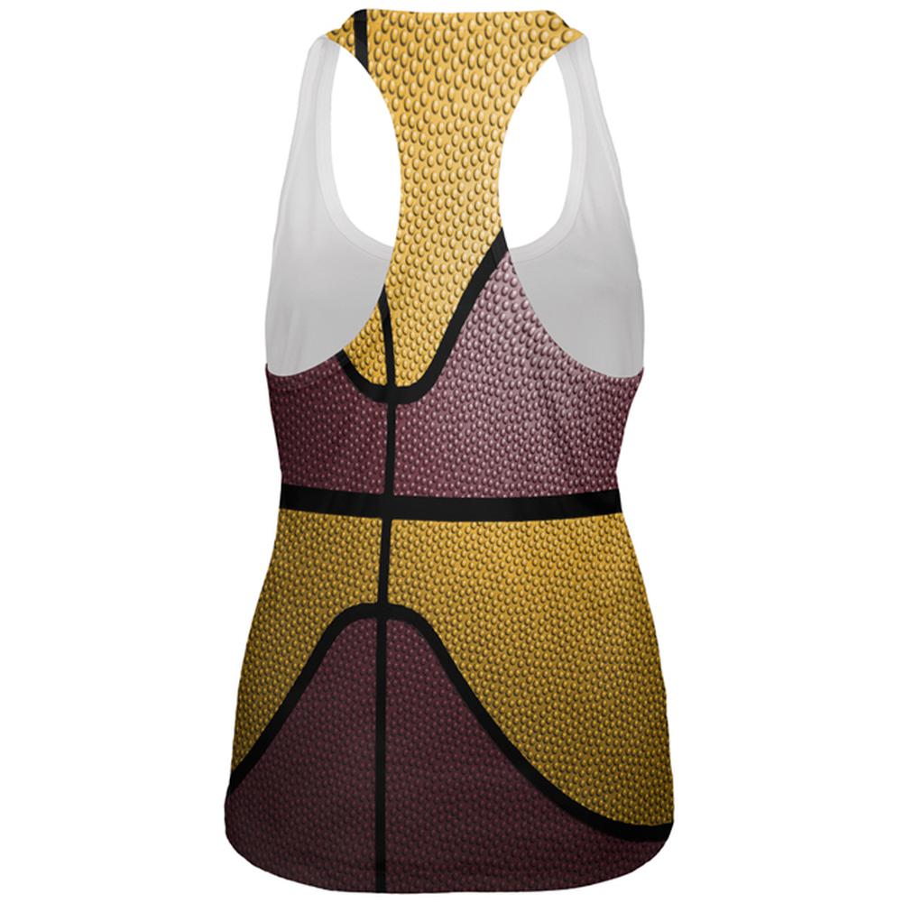 Championship Basketball Maroon and Gold All Over Womens Work Out Tank Top Women's Tank Tops Old Glory   