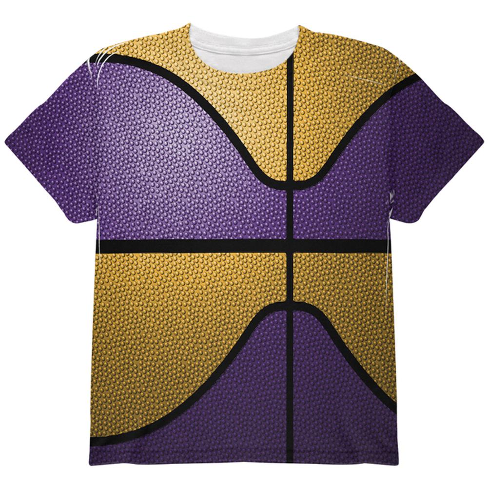 Championship Basketball Purple and Gold All Over Youth T Shirt Youth T-Shirts Old Glory LG Multi 