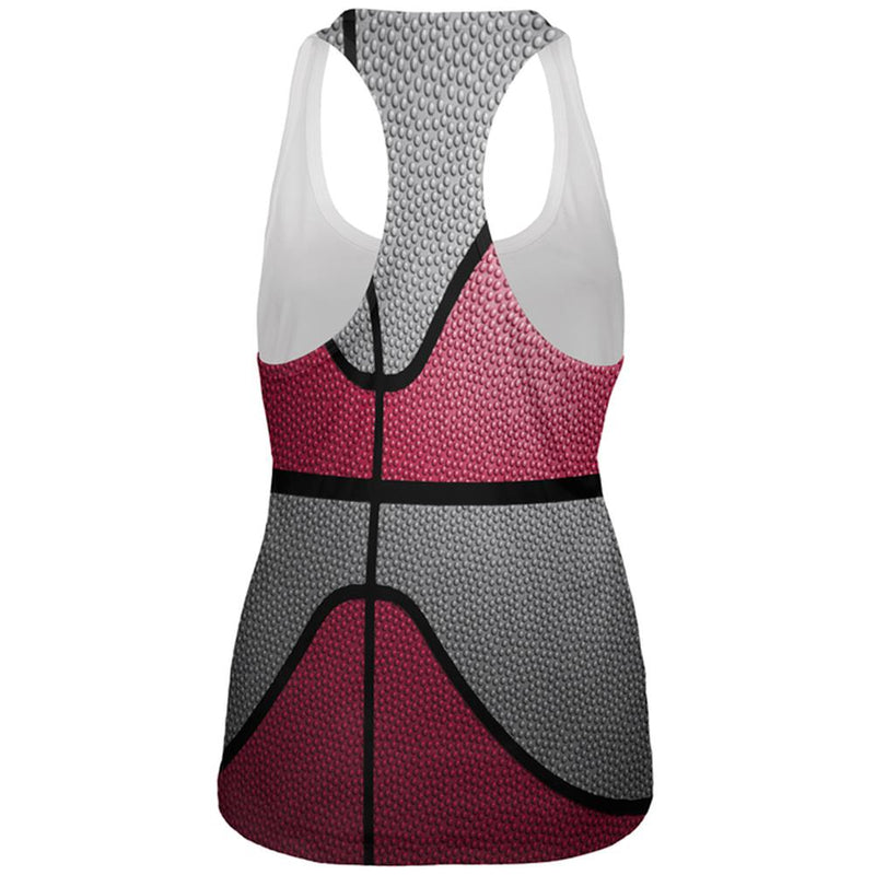 Championship Basketball Red and Silver All Over Womens Work Out Tank Top Women's Tank Tops global   