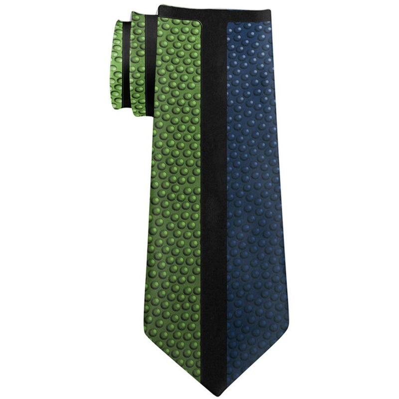 Championship Basketball Dark Blue and Electric Green All Over Neck Tie Men's Neck Ties Old Glory   