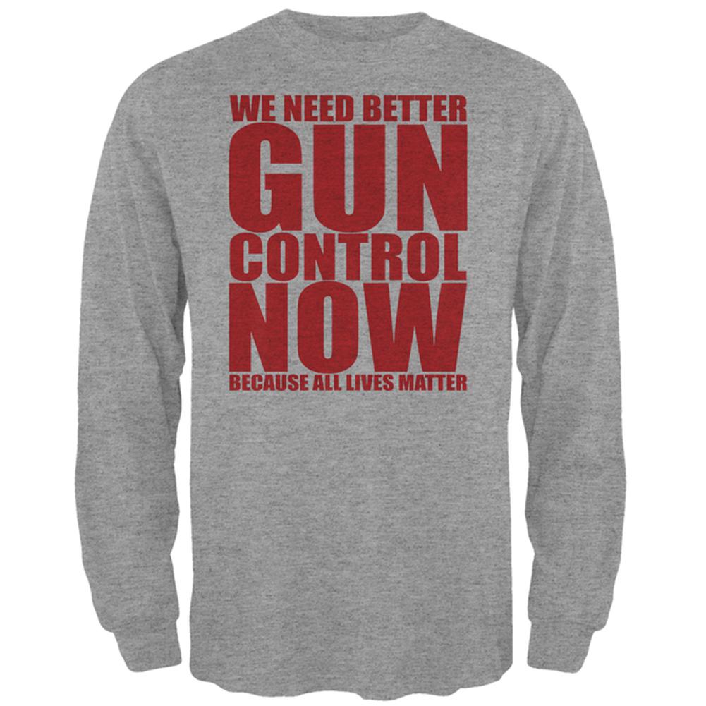 Better Gun Control Now All Lives Matter Mens Long Sleeve T Shirt Men's Long Sleeves Old Glory SM Heather 