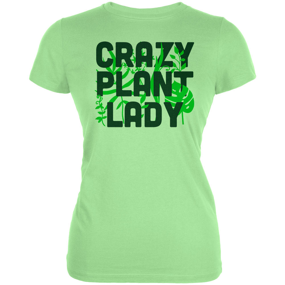 Gardening Crazy Plant Lady Juniors Soft T Shirt Juniors T-Shirts Old Glory LG Mint 