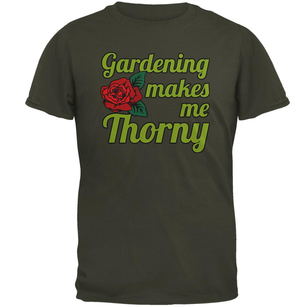 Gardening Makes Me Thorny Horny Mens T Shirt Men's T-Shirts Old Glory MD Olive 