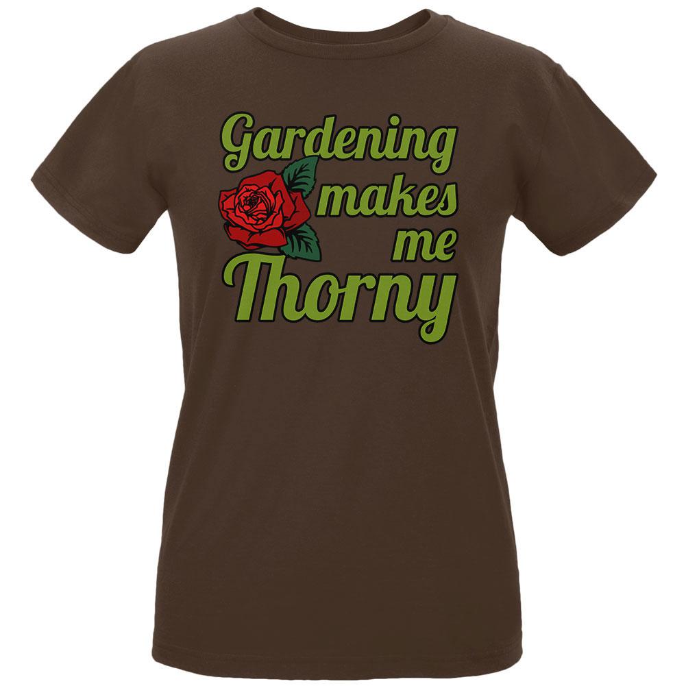 Gardening Makes Me Thorny Horny Womens Organic T Shirt Women's T-Shirts Old Glory LG Chocolate 