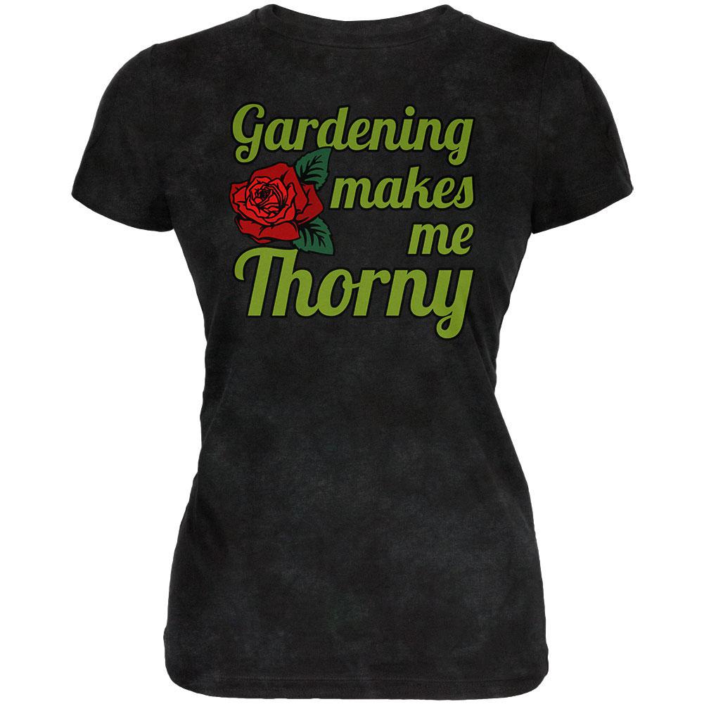 Gardening Makes Me Thorny Horny Juniors Soft T Shirt Juniors T-Shirts Old Glory 2XL Charcoal Black Triblend 