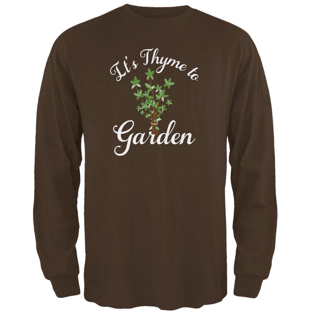 Gardening It's Thyme Time to Garden Mens Long Sleeve T Shirt Men's Long Sleeves Old Glory 2XL Brown 