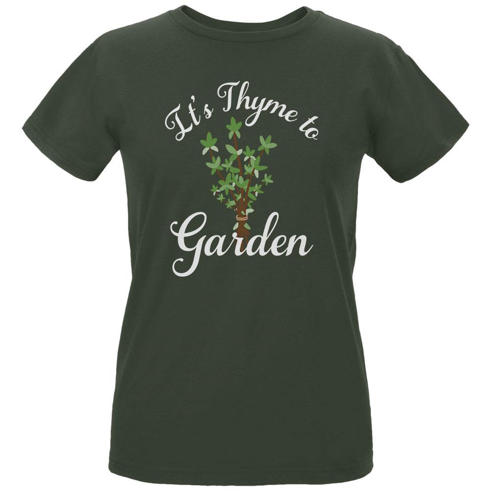 Gardening It's Thyme Time to Garden Womens Organic T Shirt Women's T-Shirts Old Glory LG City Green 