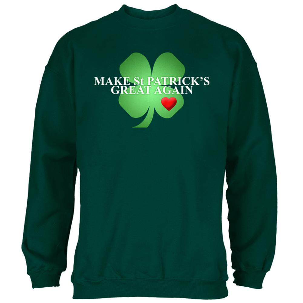 Make St Patrick's Great Again Shamrock Heart Mens Sweatshirt Men's Sweatshirts Old Glory 2XL Forest Green 