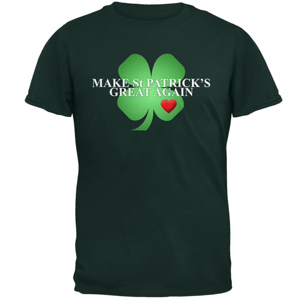 Make St Patrick's Great Again Shamrock Heart Mens T Shirt Men's T-Shirts Old Glory 2XL Forest Green 