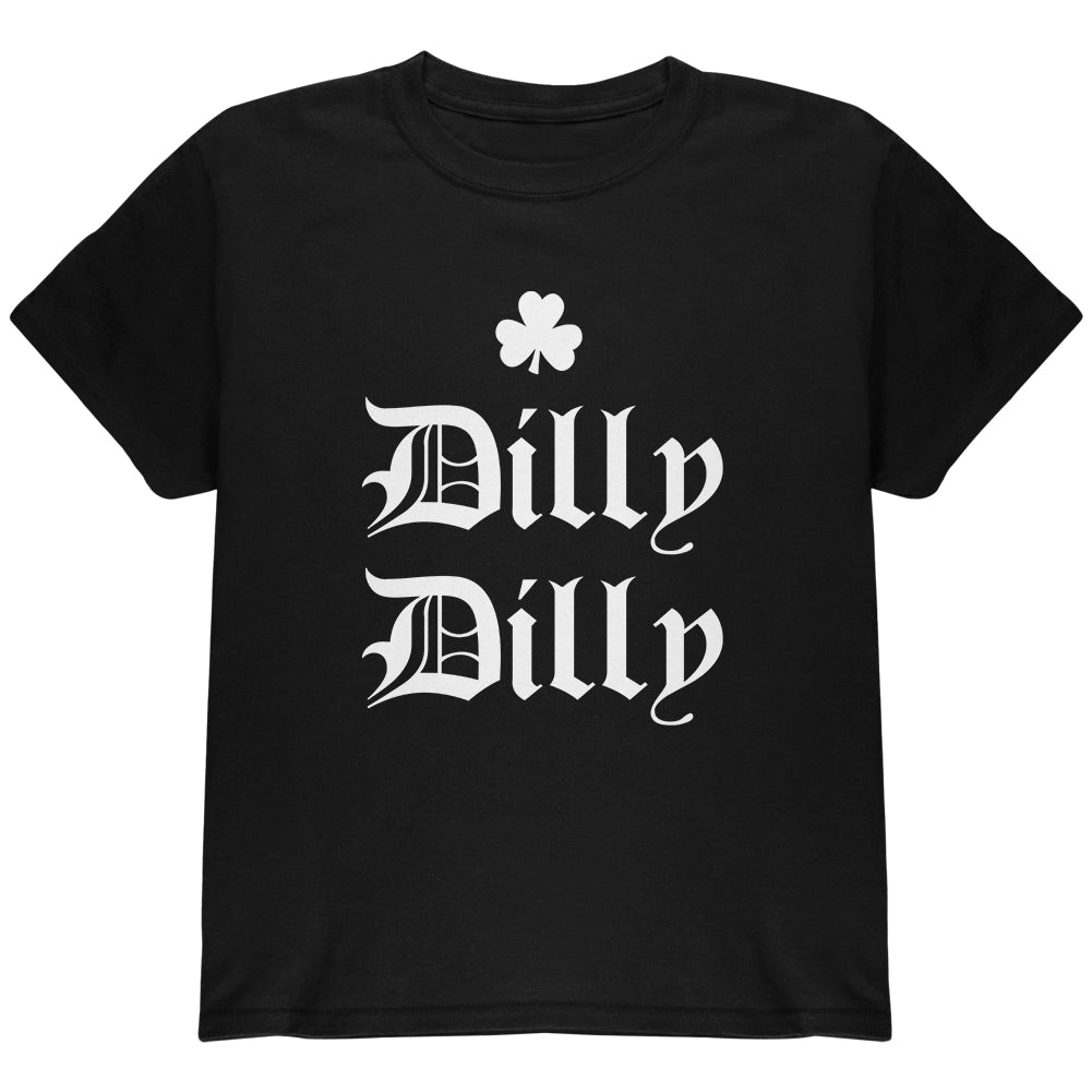 St. Patricks Day Dilly Dilly Shamrock Youth T Shirt Youth T-Shirts Old Glory YMD Black