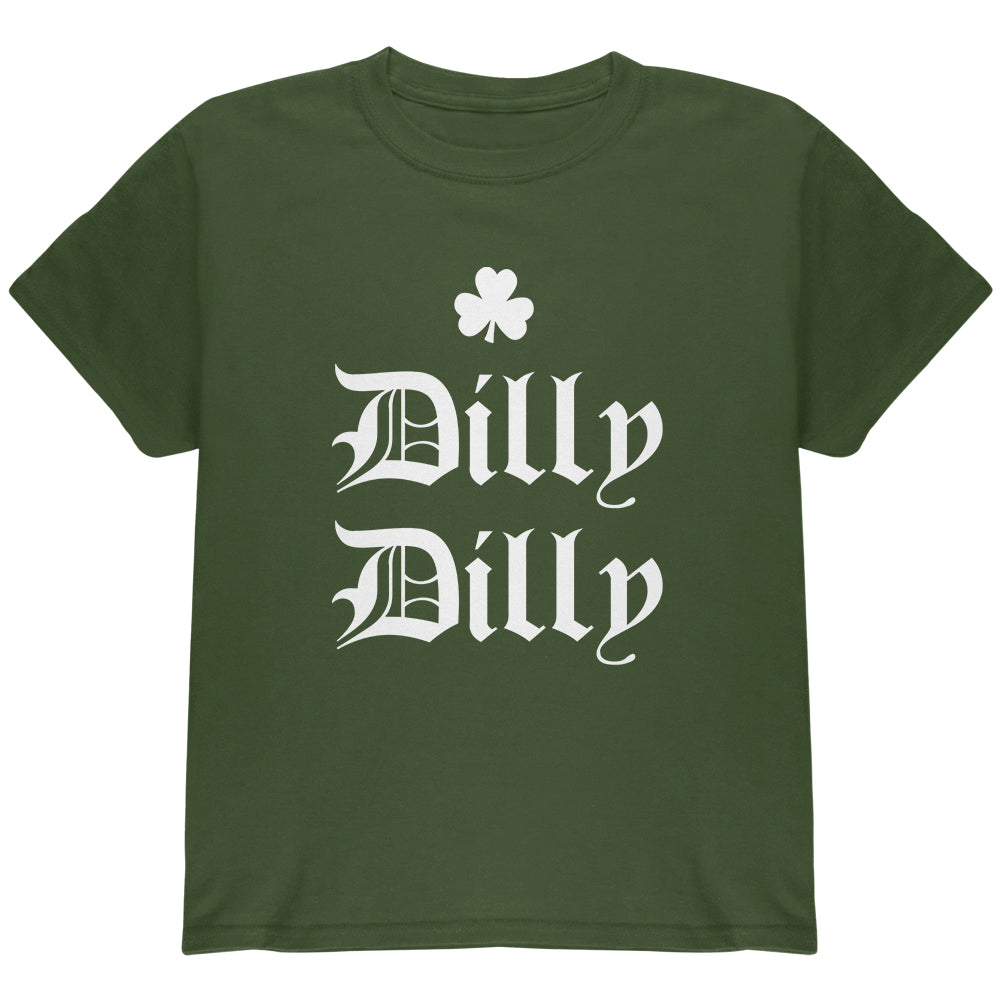 St. Patricks Day Dilly Dilly Shamrock Youth T Shirt Youth T-Shirts Old Glory YMD Military Green