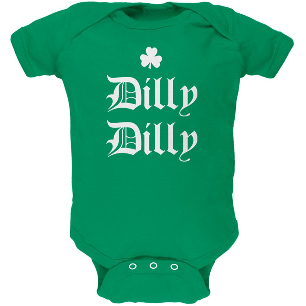 St. Patricks Day Dilly Dilly Shamrock Soft Baby One Piece Baby One Piece Old Glory 0-3M Kelly Green 