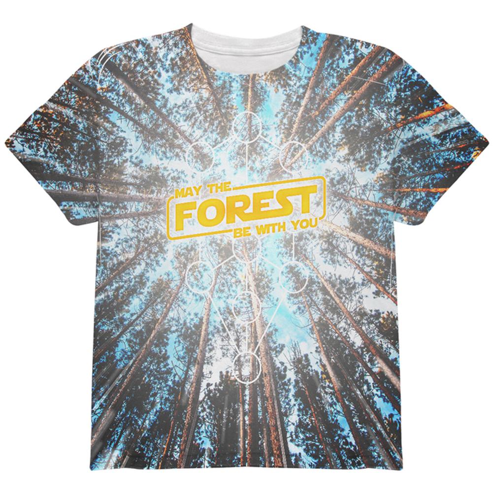 Earth Day May the Forest be with You All Over Youth T Shirt Youth T-Shirts Old Glory LG Multi 