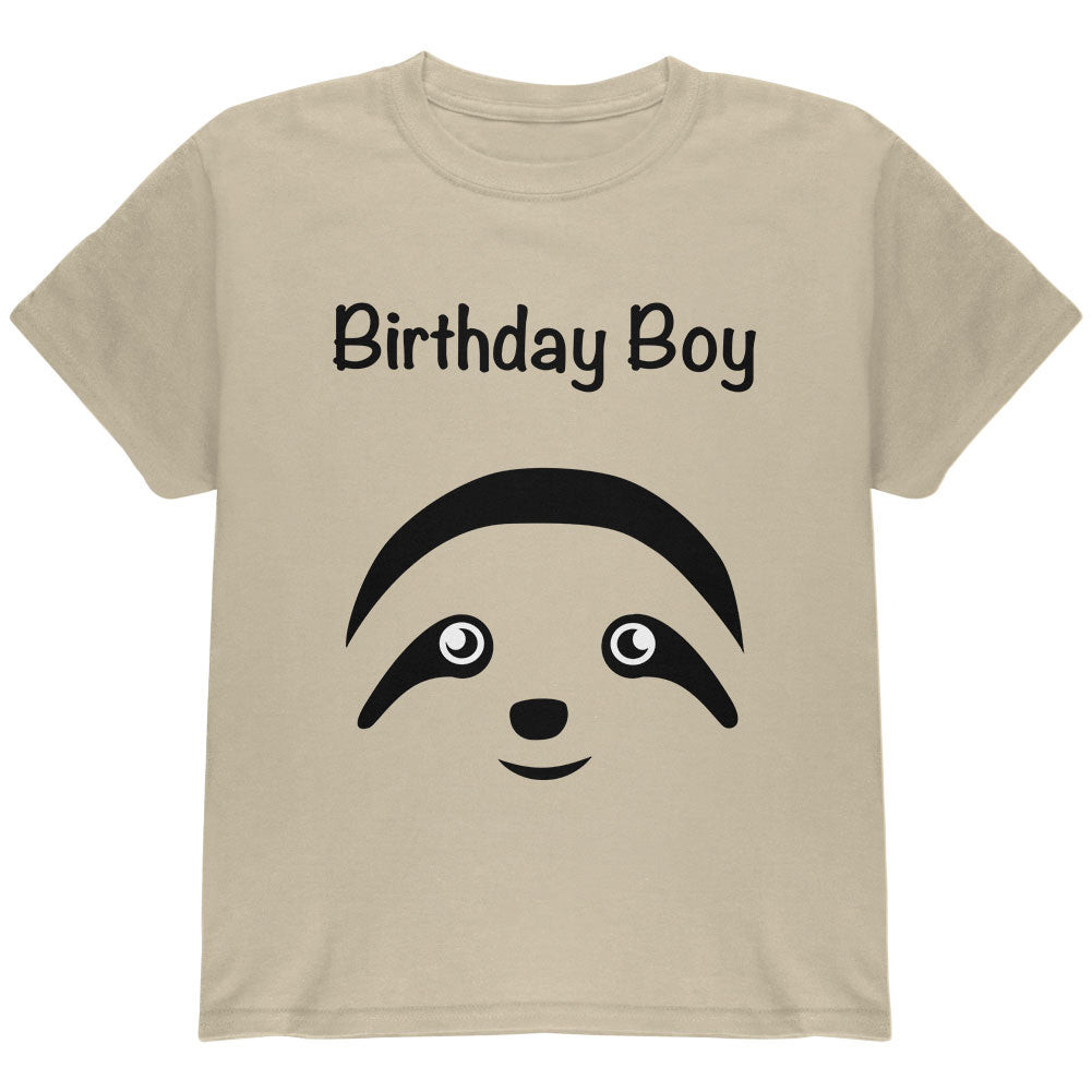 Birthday Boy Cute Sloth Face Youth T Shirt Youth T-Shirts Old Glory YLG Sand 