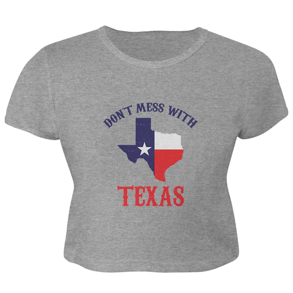 Don't Mess With Texas Juniors Crop Top T-Shirt Juniors Crop T-Shirts Old Glory LG Heather 