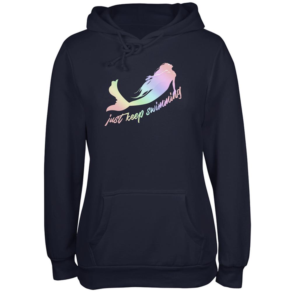 Mermaids Just Keep Swimming Pastels Juniors Soft Hoodie Juniors Hoodies Old Glory 2XL Navy 