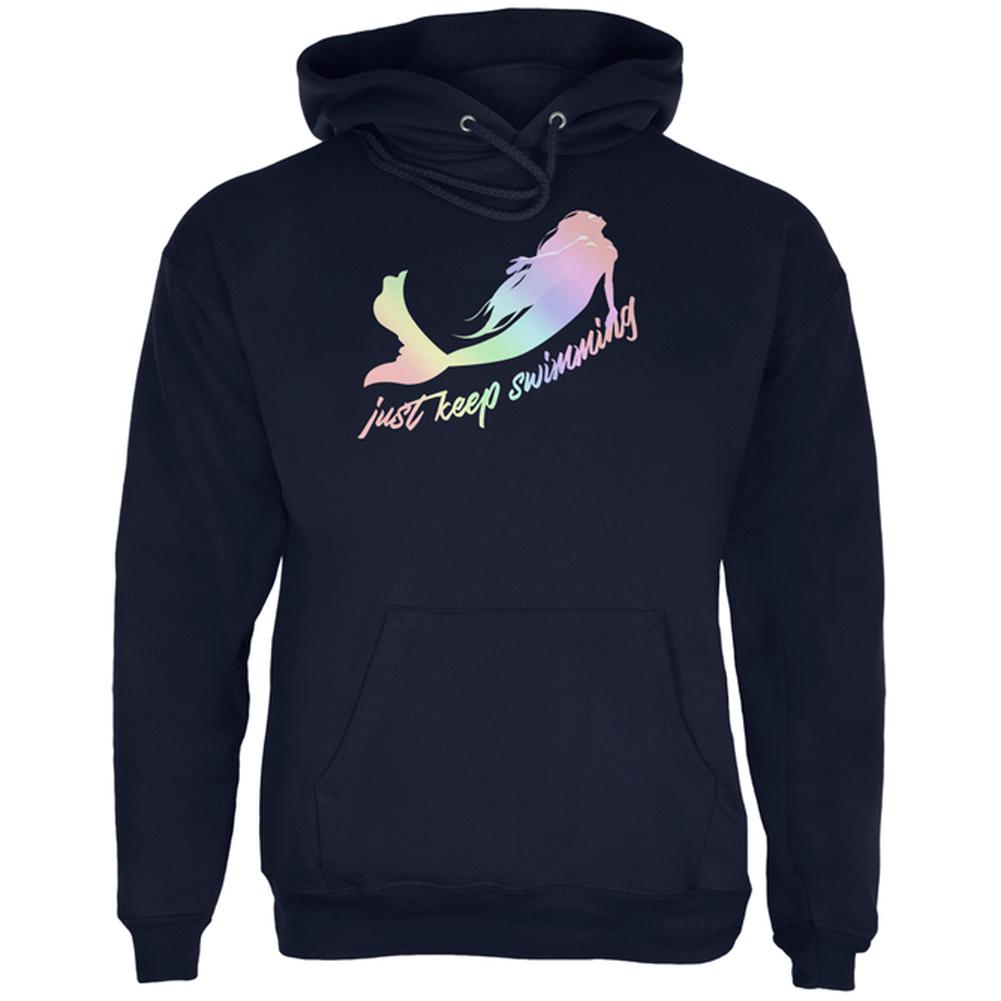 Mermaids Just Keep Swimming Pastels Mens Hoodie Men's Hoodies Old Glory 2XL Navy 