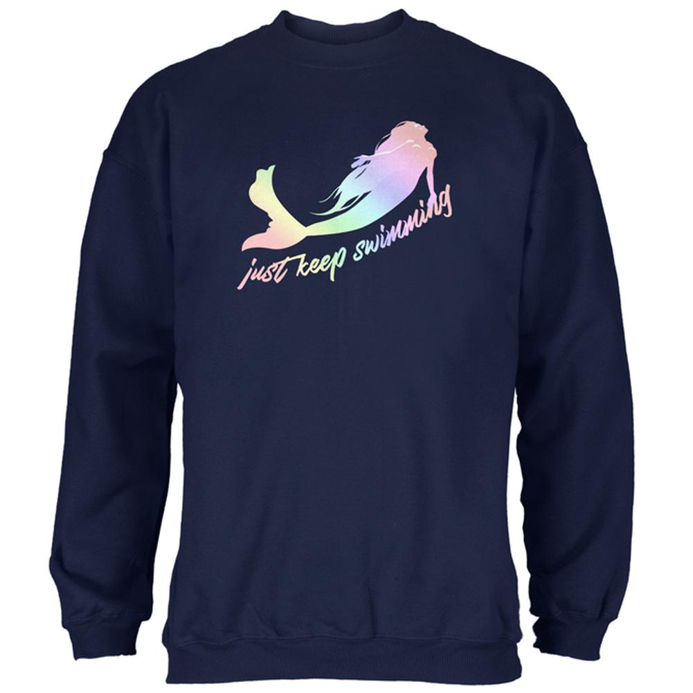 Mermaids Just Keep Swimming Pastels Mens Sweatshirt Men's Sweatshirts Old Glory 2XL Navy 