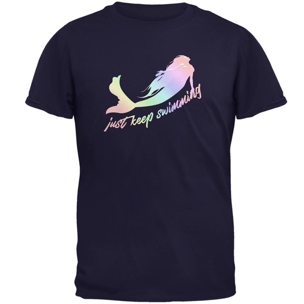 Mermaids Just Keep Swimming Pastels Mens T Shirt Men's T-Shirts Old Glory 2XL Navy 