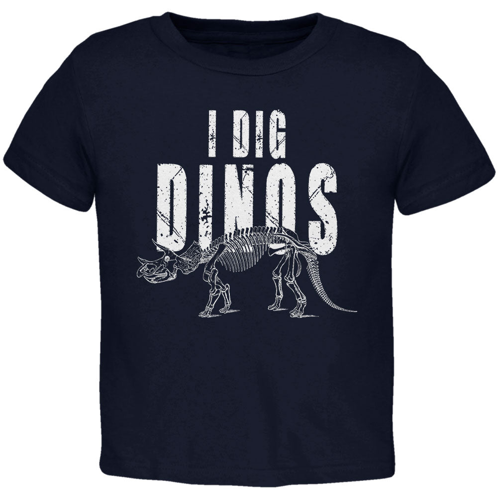 I Dig Dinos Dinosaur Fossil Bones Triceratops Toddler T Shirt Toddler T-Shirts Old Glory 2T Navy 