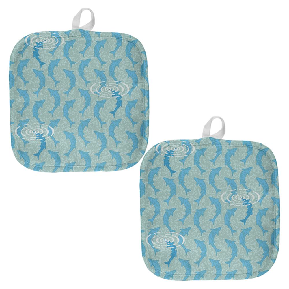 Rising Fish Blue Lagoon All Over Pot Holder (Set of 2) Pot Holders Old Glory OS Multi 