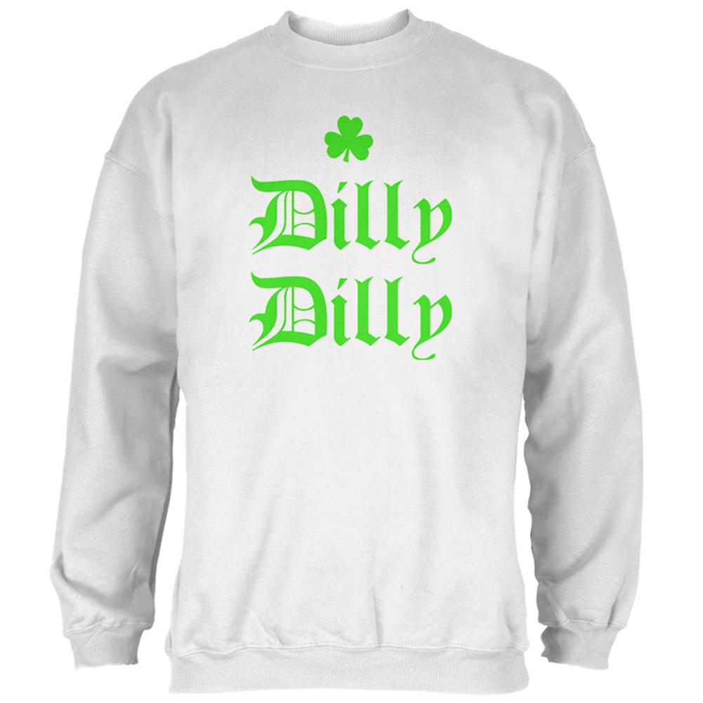 St. Patricks Day Dilly Dilly Shamrock Mens Sweatshirt Men's Sweatshirts Old Glory 2XL White 