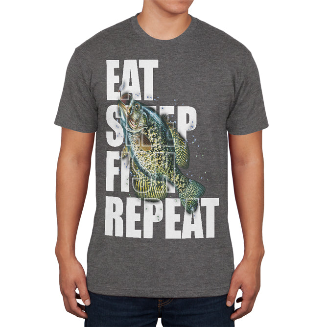 Eat Sleep Fish Repeat Crappie Mens Soft T Shirt Men's T-Shirts Old Glory 2XL Charcoal Heather 