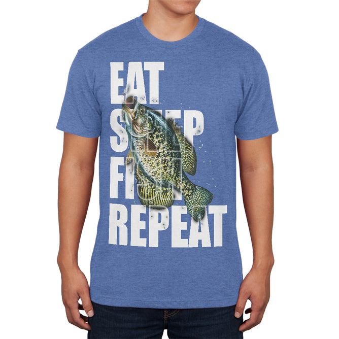 Eat Sleep Fish Repeat Crappie Mens Soft T Shirt Men's T-Shirts Old Glory 2XL Heather Royal 