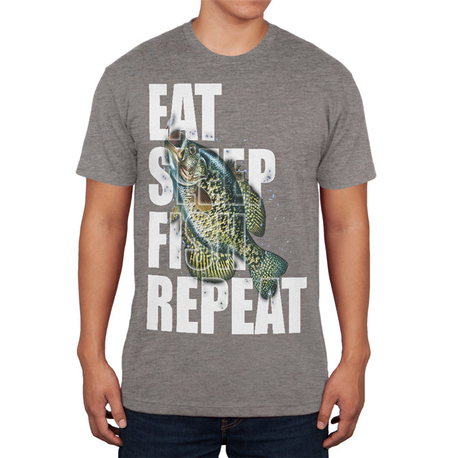 Eat Sleep Fish Repeat Crappie Mens Soft T Shirt Men's T-Shirts Old Glory 2XL Premium Heather 