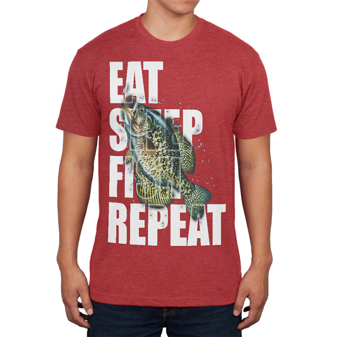 Eat Sleep Fish Repeat Crappie Mens Soft T Shirt Men's T-Shirts Old Glory 2XL Vintage Red 