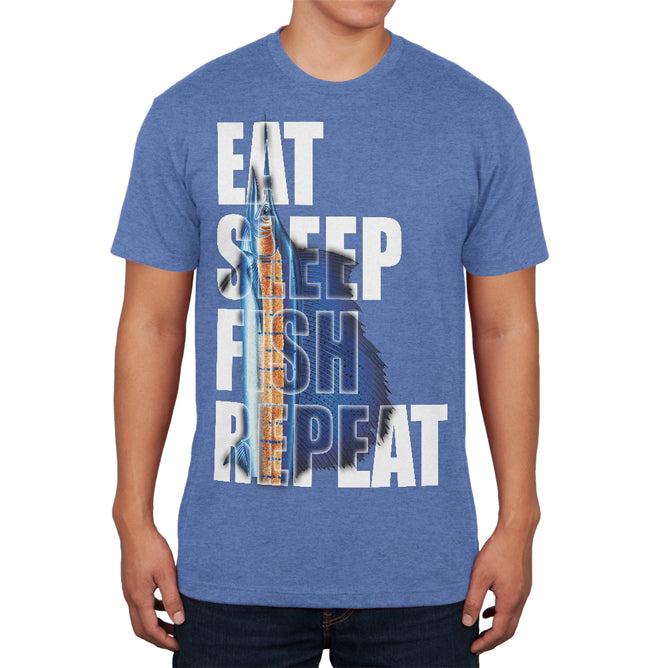 Eat Sleep Fish Repeat Marlin Mens Soft T Shirt Men's T-Shirts Old Glory 2XL Heather Royal 