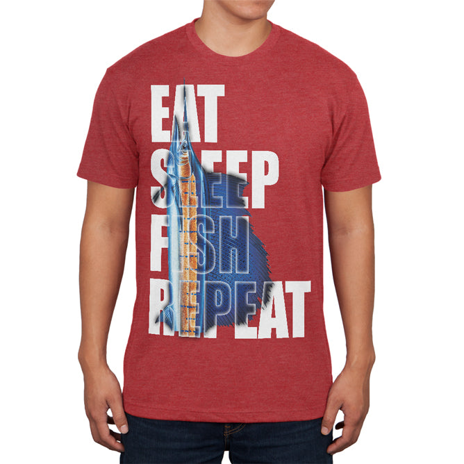 Eat Sleep Fish Repeat Marlin Mens Soft T Shirt Men's T-Shirts Old Glory 2XL Vintage Red 