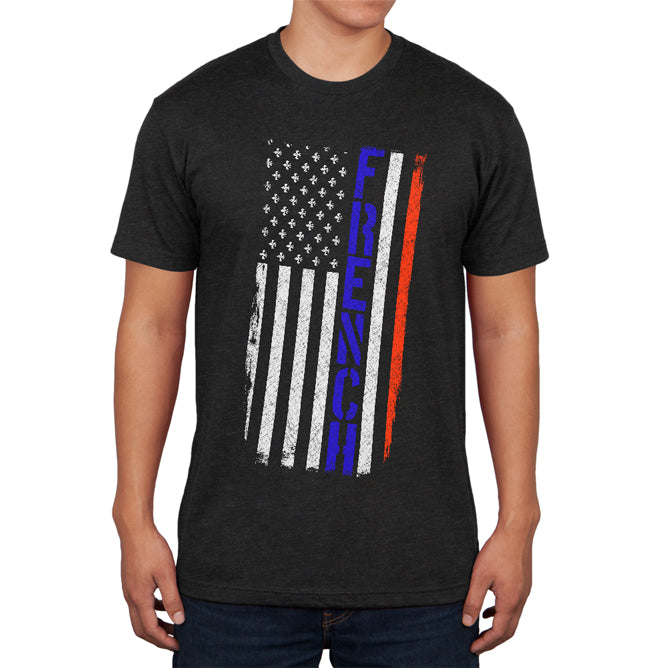 French American Distressed Flag Mens Soft T Shirt Men's T-Shirts Old Glory 2XL Vintage Black 