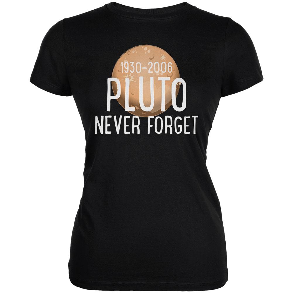 Planet Pluto Never Forget Dwarf Juniors Soft T Shirt Juniors T-Shirts Old Glory 2XL Black 