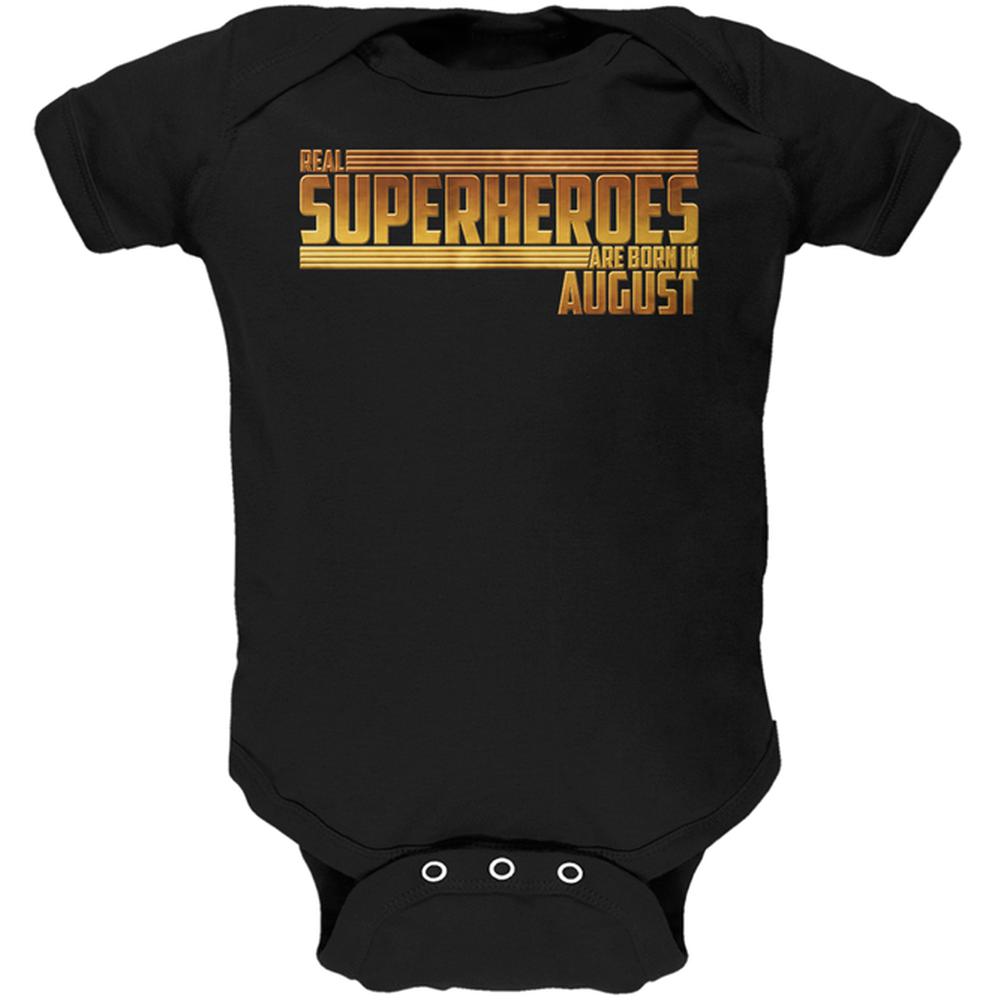 Real Superheroes are born in August Soft Baby One Piece Baby One Piece Old Glory 0-3M Black 