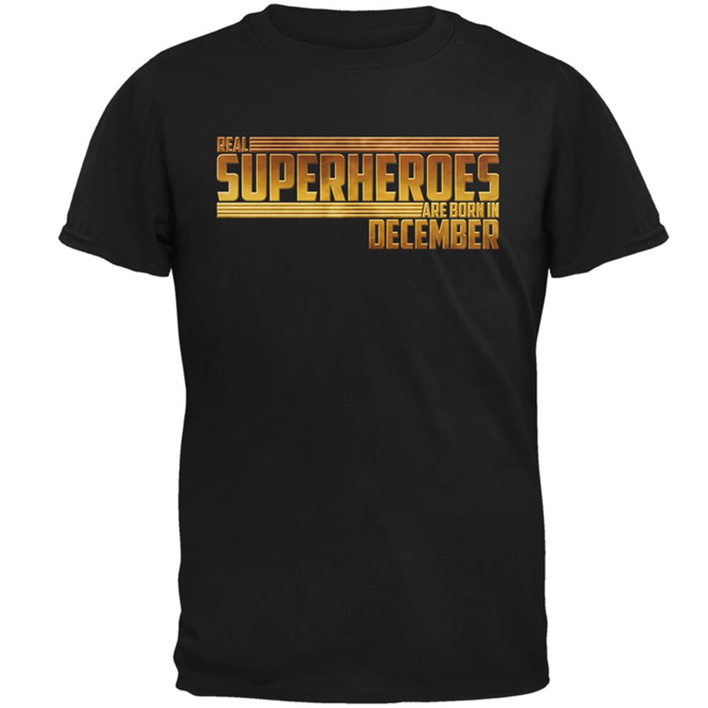 Real Superheroes are born in December Mens T Shirt Men's T-Shirts Old Glory 2XL Black 