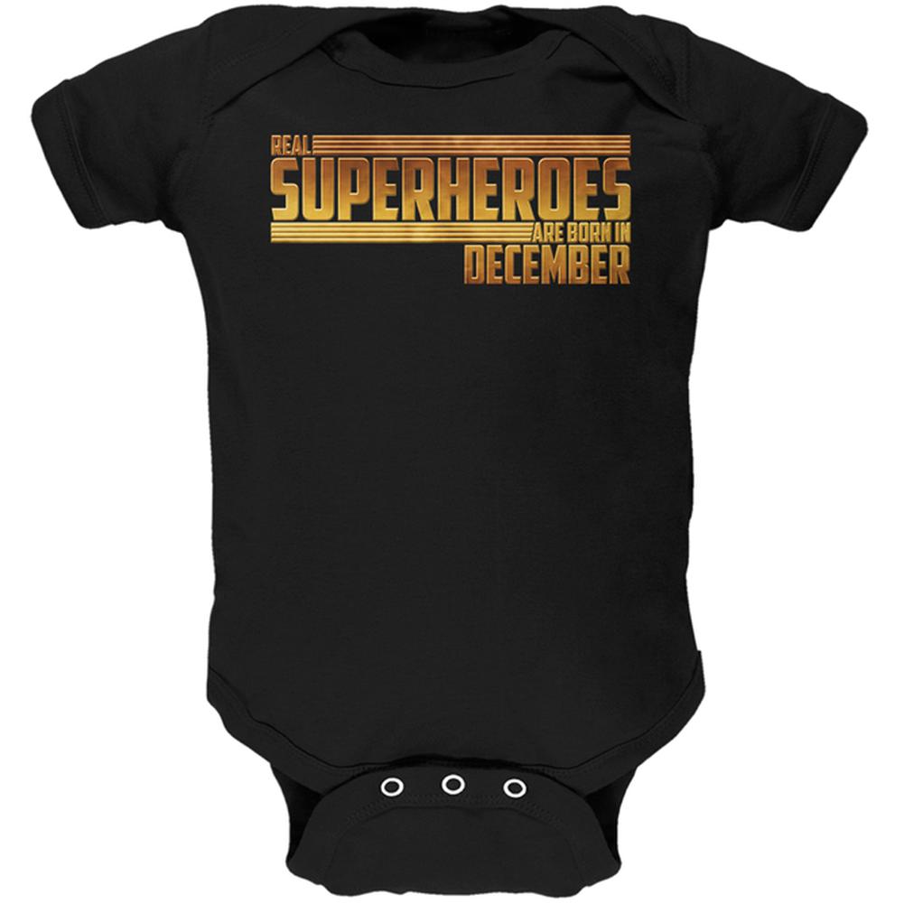 Real Superheroes are born in December Soft Baby One Piece Baby One Piece Old Glory 0-3M Black 