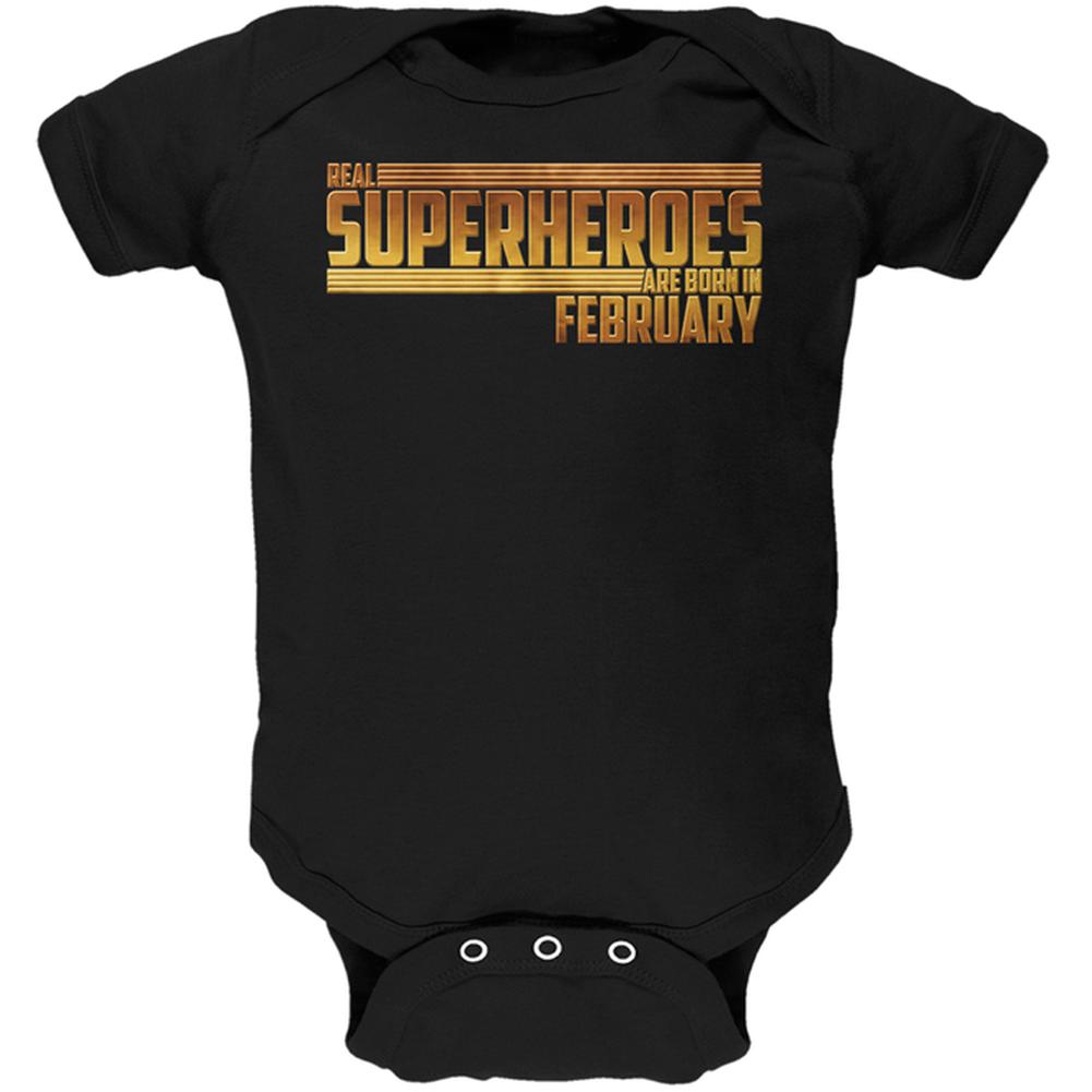 Real Superheroes are born in February Soft Baby One Piece Baby One Piece Old Glory 0-3M Black 