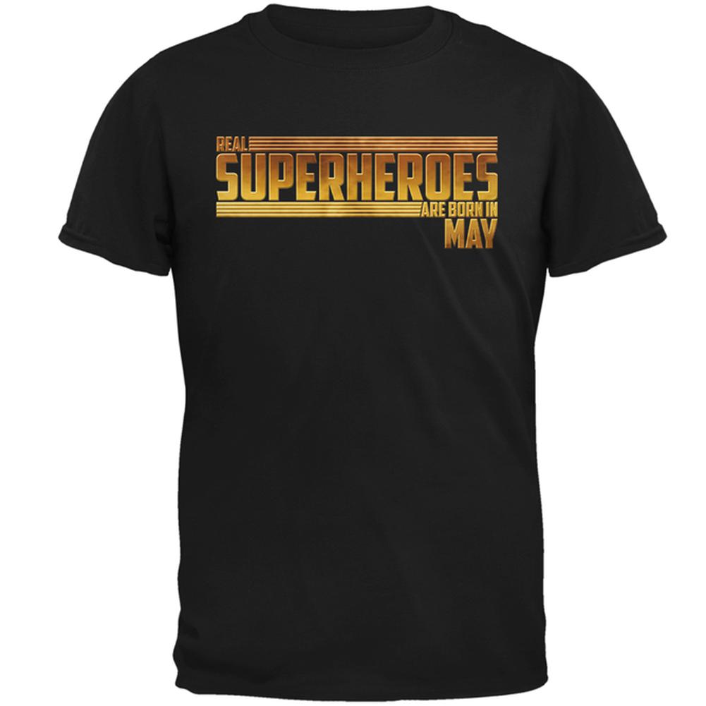 Real Superheroes are born in May Mens T Shirt Men's T-Shirts Old Glory 2XL Black 