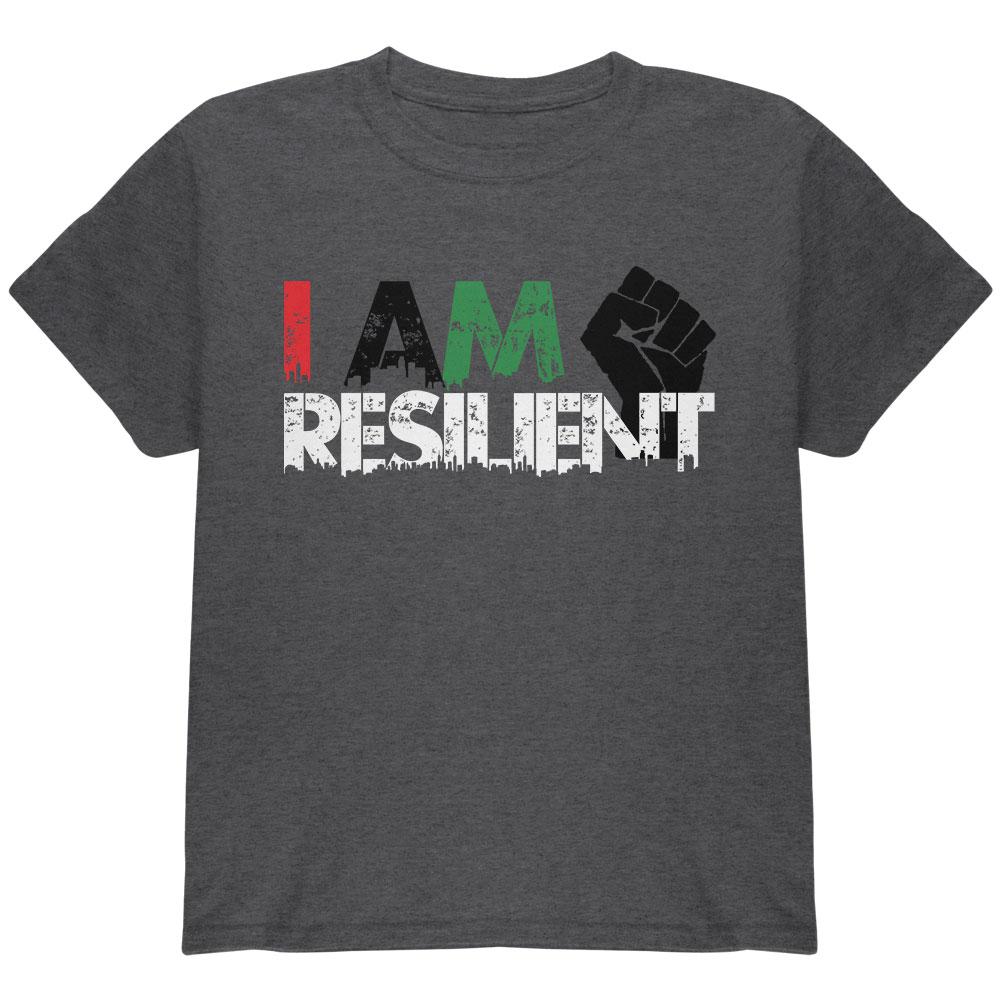 Black History Month Pride I Am Resilient Youth T Shirt Youth T-Shirts Old Glory LG Dark Heather 