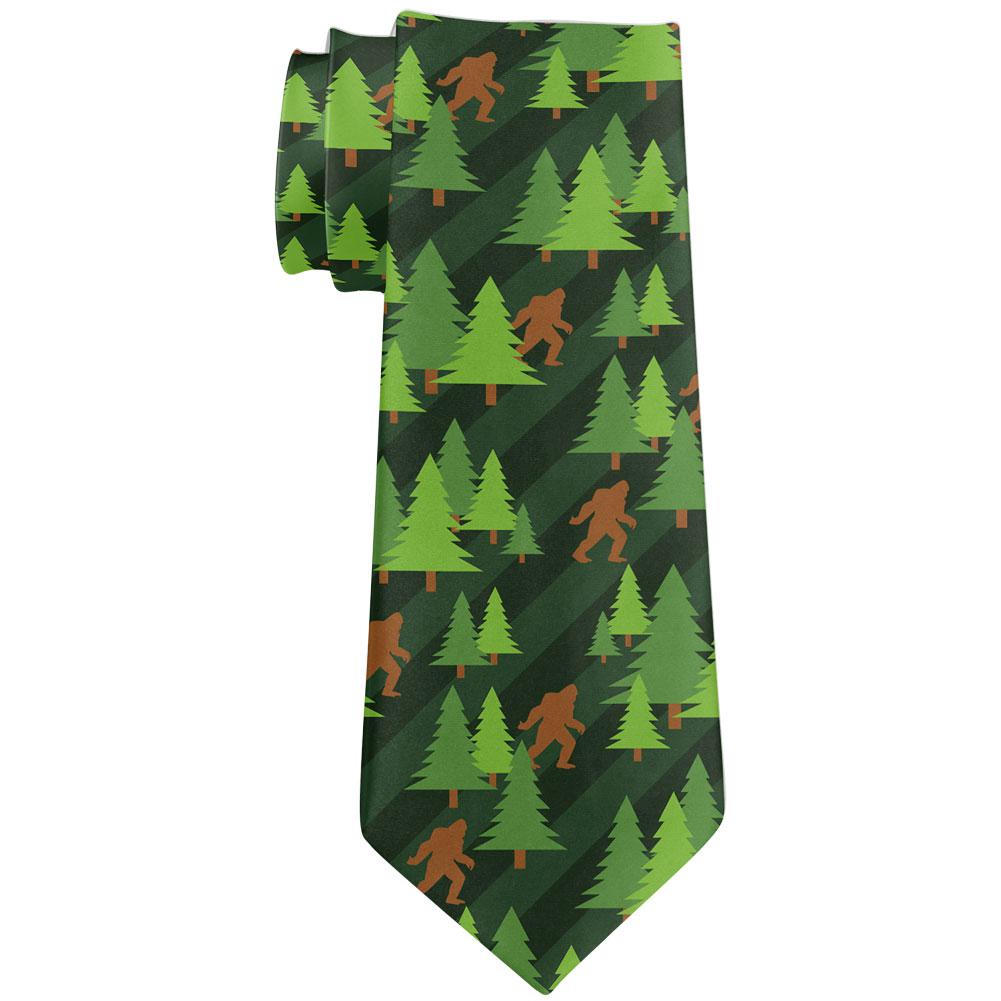 Sasquatch Bigfoot Woods Pattern All Over Neck Tie Ties Old Glory OS Multi 