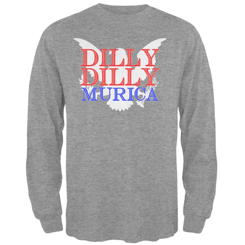 4th of July Dilly Dilly MURICA Mens Long Sleeve T Shirt Men's Long Sleeves Old Glory 2XL Heather 