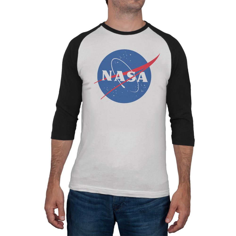 NASA Logo Mens Soft Raglan T Shirt Men's T-Shirts NASA 2XL White-Black 