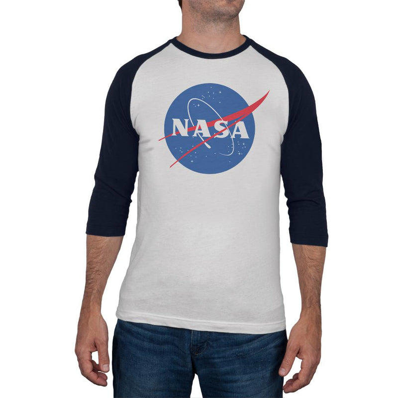 NASA Logo Mens Soft Raglan T Shirt Men's T-Shirts NASA 2XL White-Navy 