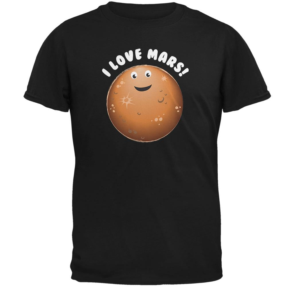 Planet Mars I Love Mars Mens Soft T Shirt Men's T-Shirts Old Glory 2XL Black 
